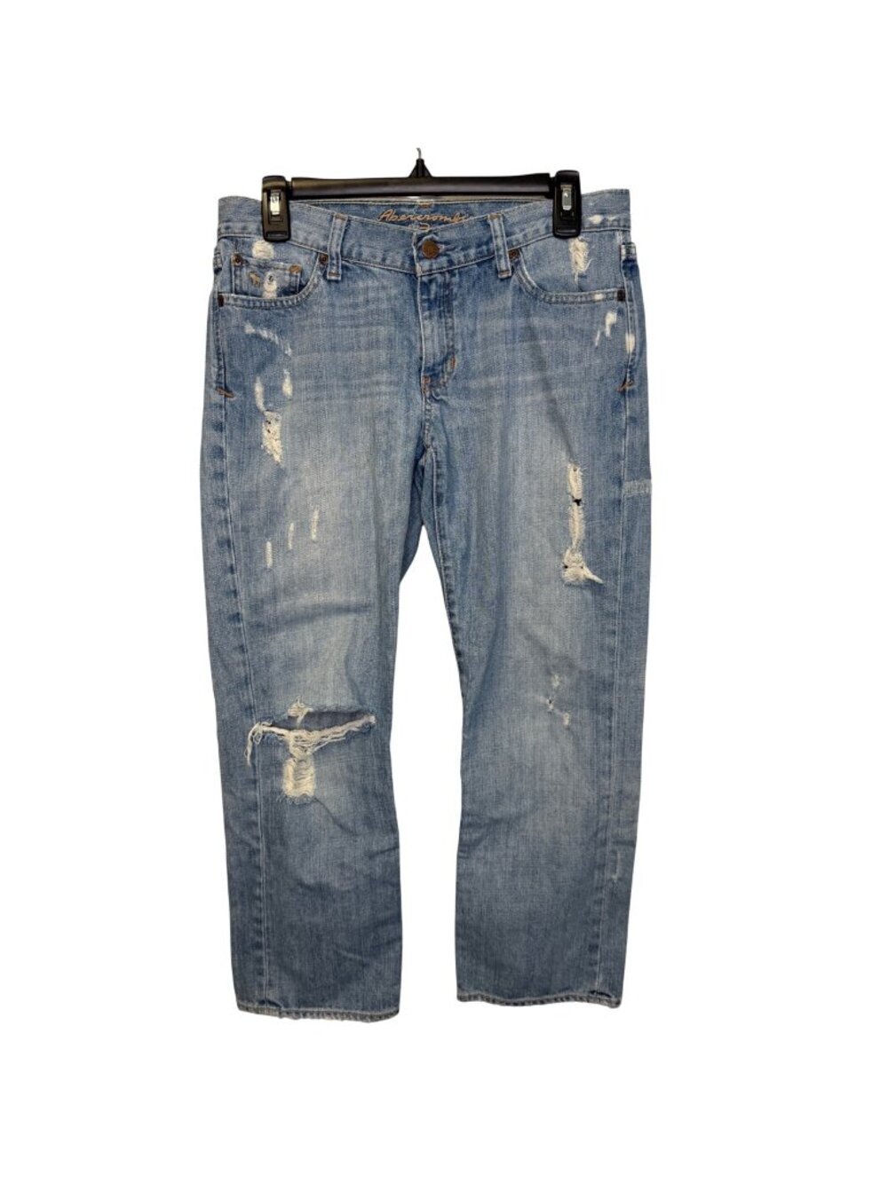 Abercrombie & Fitch Cuffed Crop Distressed Destroyed Boyfriend Jeans Women’s 6